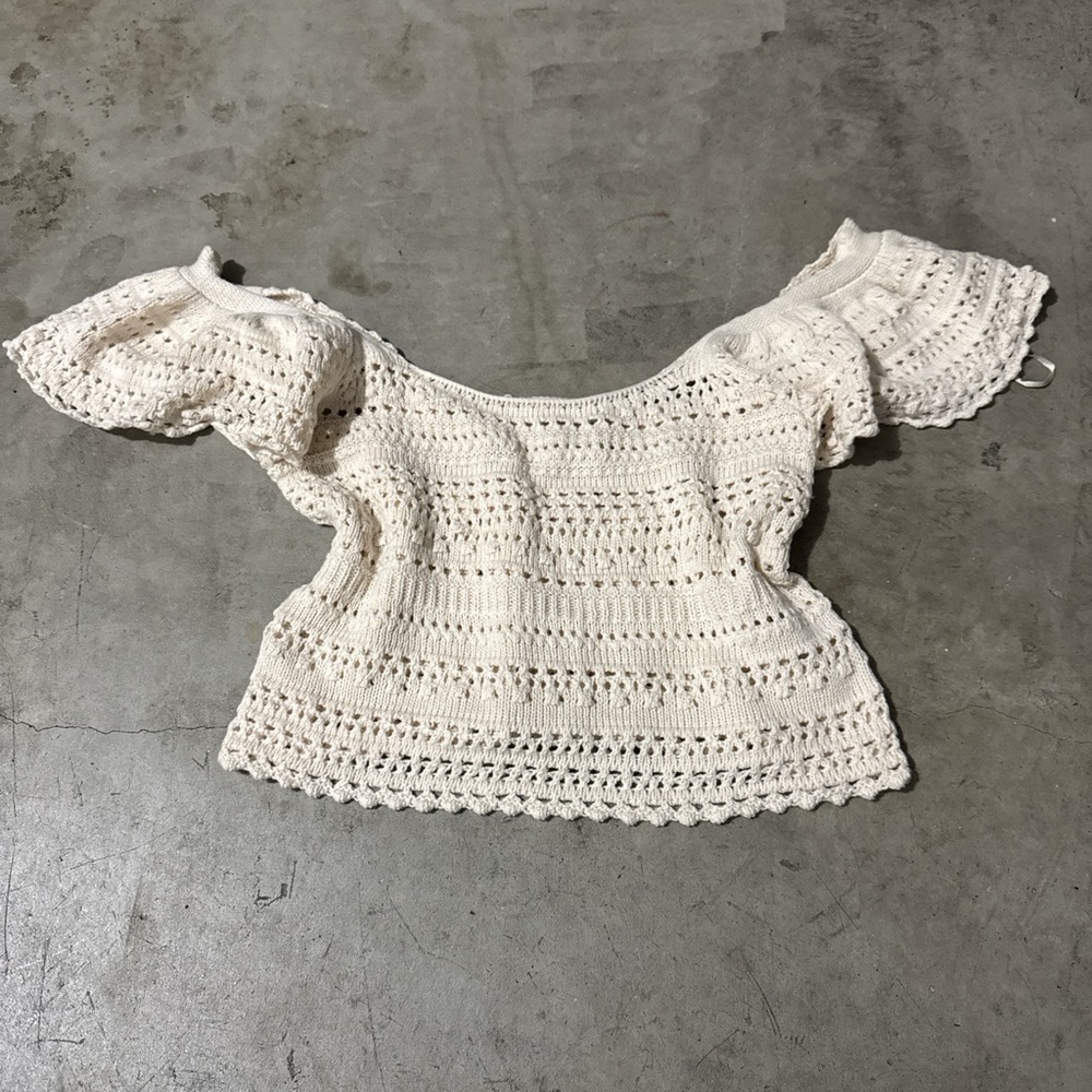 Sincerely Jules Cream Crochet Off-Shoulder Blouse
